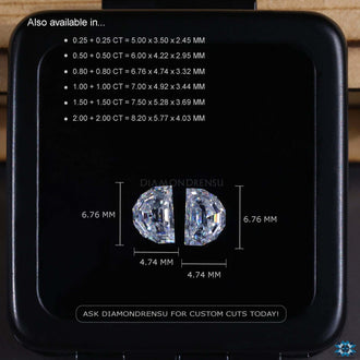 Half Moon Step Cut moissanite stones offered in 0.50 to 4.0 TCW range.
