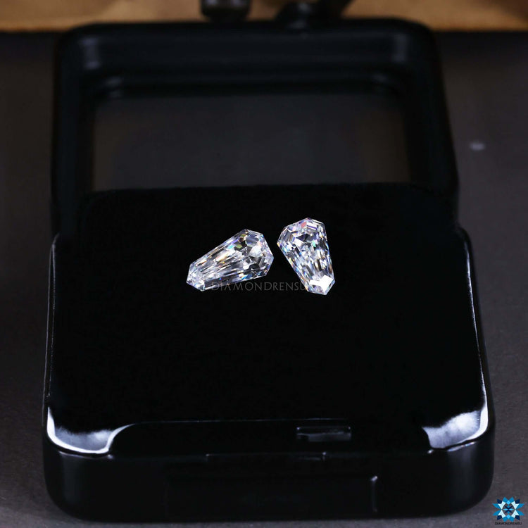 0.50 to 4.0 TCW shield stone shape featured in moissanite loose stones.
