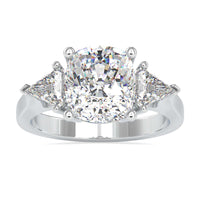 Cushion cut engagement ring with 3 carat cushion cut diamond center
