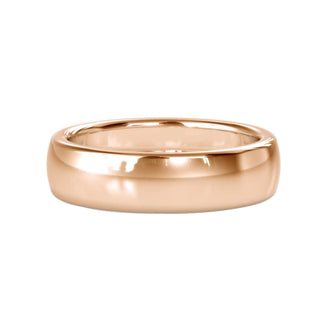 Comfort fit wedding band in rose gold, perfect for stacking with other bands.
