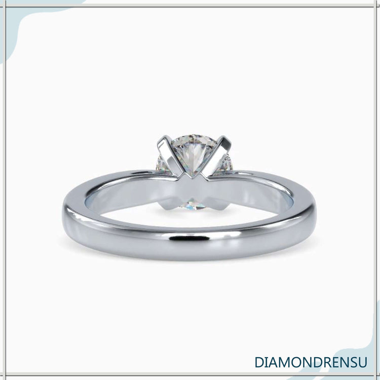 Solitaire diamond ring featuring 1 carat round diamond, handmade jewelry