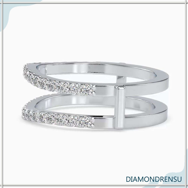 Lab grown diamond wedding band with handmade band in white gold
