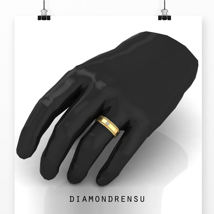 Wedding bands for men in sleek round diamond design.
