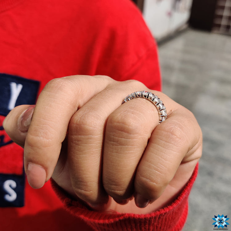 Beautiful oval eternity wedding band designed with the finest diamonds to create a luxurious feel.