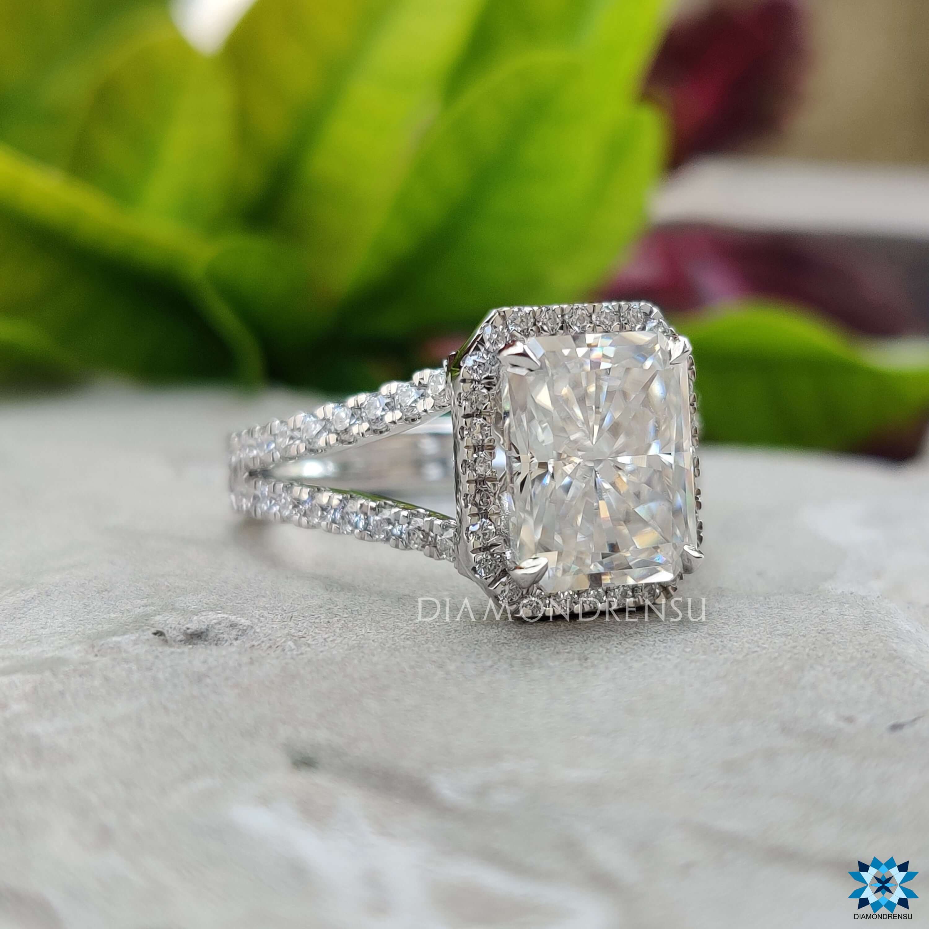 radiant cut moissanite engagement ring - diamondrensu