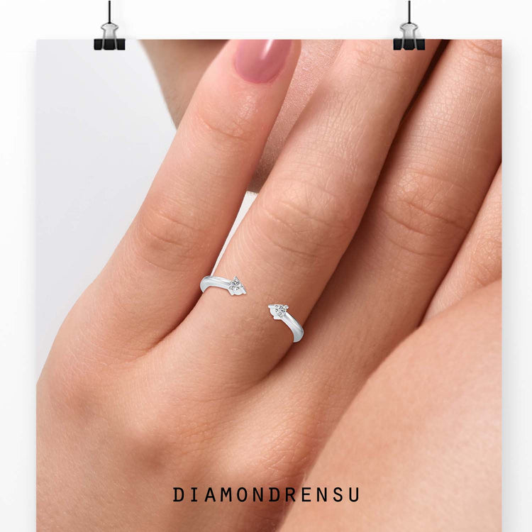 Open cuff wedding band featuring 2 stone Lab Grown Diamond design.
