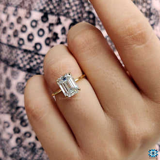 Chic moissanite solitaire ring crafted with a durable yellow gold engagement ring setting.
