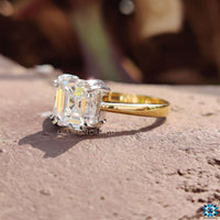 Exquisite asscher cut moissanite ring radiating brilliance.
