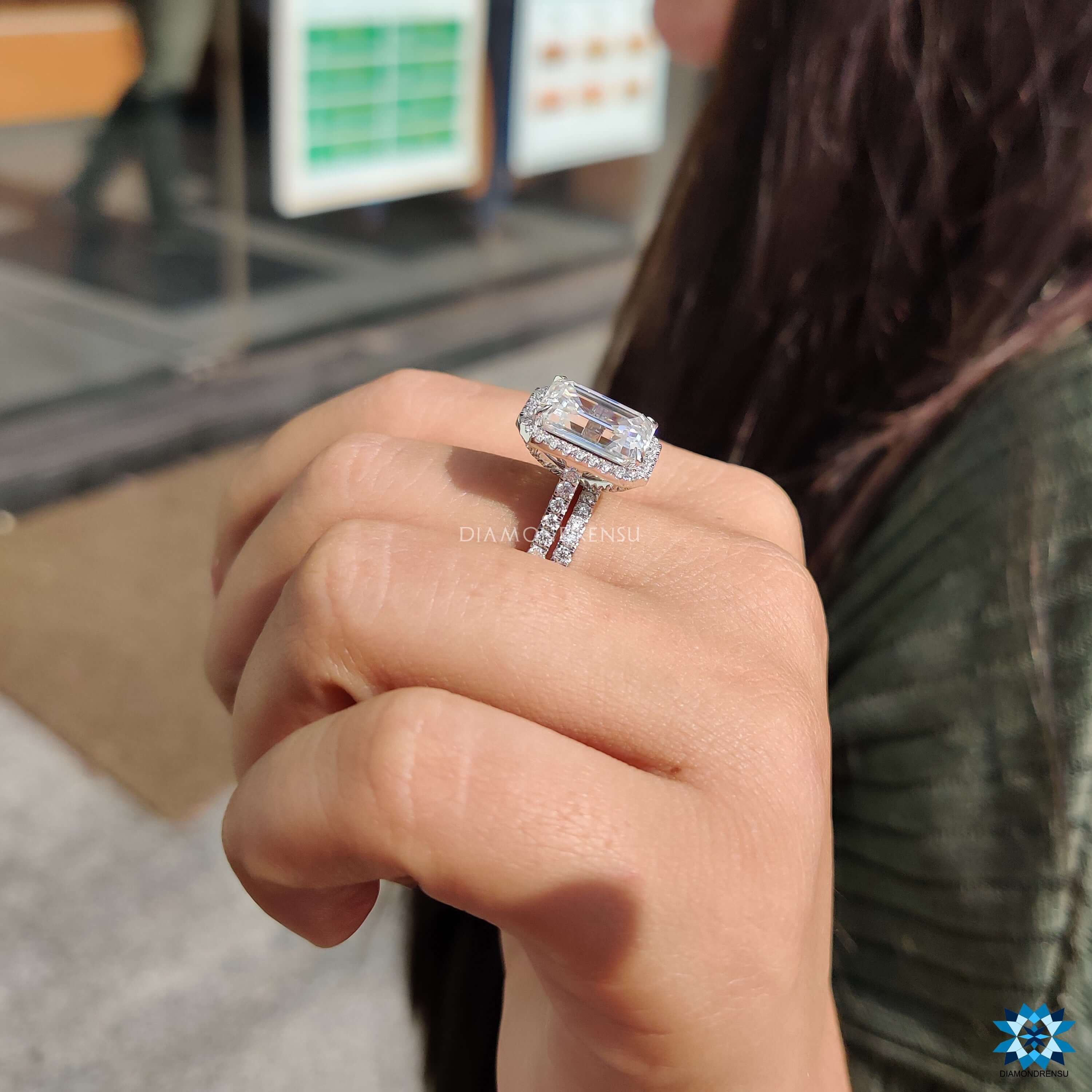 moissanite halo engagement ring