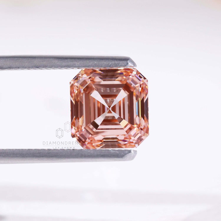 Buy loose lab grown fancy pink Asscher cut diamond.
