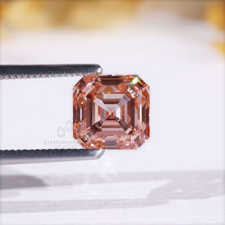 Lab grown fancy pink diamond loose Asscher cut 3 carat.
