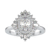 Vintage Style 1.56 TW Oval Cut Cluster Halo Moissanite Ring