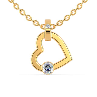 The tension set diamond pendant offers a modern, sleek look.
