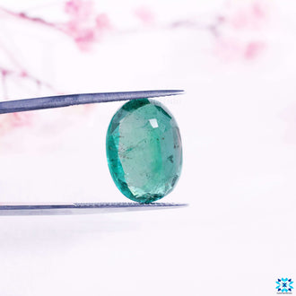 8.29 carat gemstone designed as oval cut emerald gemstone.
