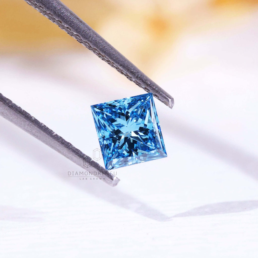 blue princess cut diamond