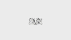 Diamondrensu earrings with asscher cut diamonds, handmade for timeless beauty.
