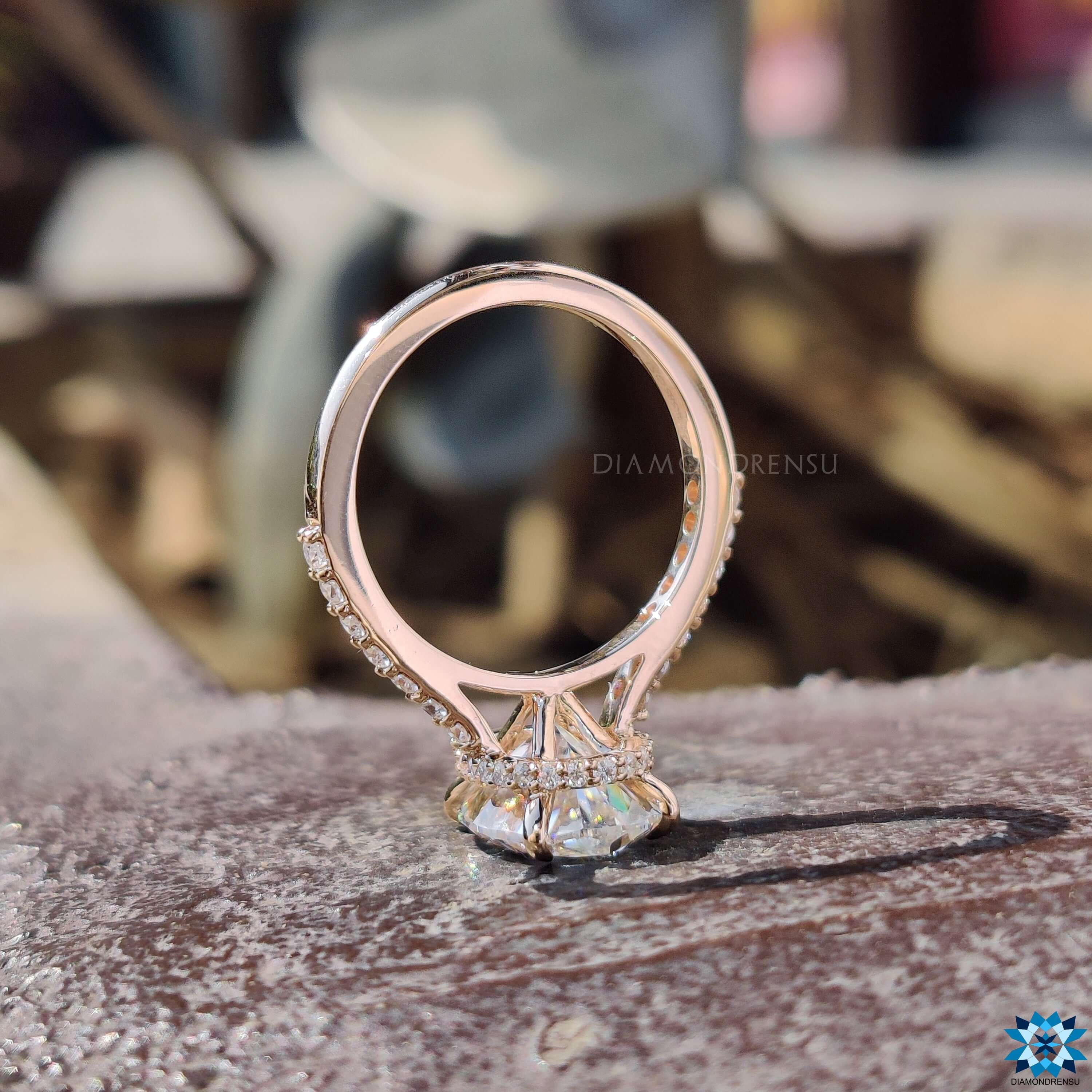 Hidden Halo Oval Engagement Ring With Cathedral Style