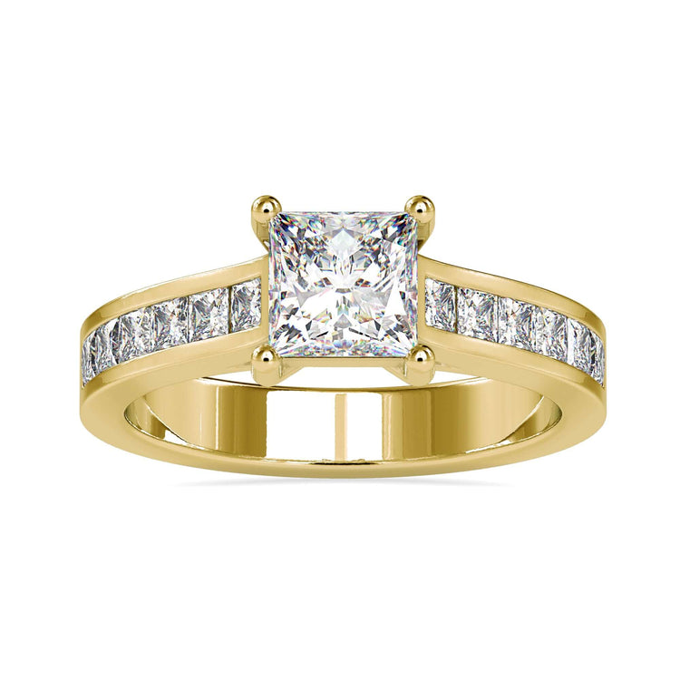 Channel ring with a 2 ct princess cut diamond, perfect for engagement
