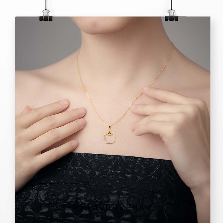 The cushion cut pendant offers a timeless, elegant design.
