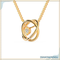 Rose gold diamond pendant with round cut diamond and polished finish.
