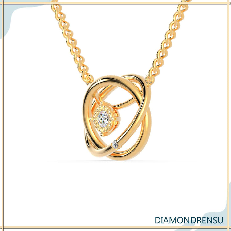 Rose gold diamond pendant with round cut diamond and polished finish.
