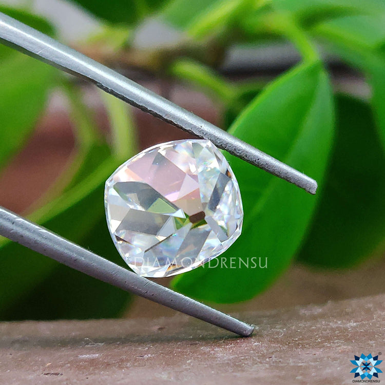 Moissanite Cushion Old Mine Cut in 3.82 carat Moissanite shaped for engagement ring sets.