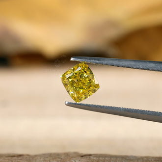 Cushion cut yellow diamond loose lab grown.
