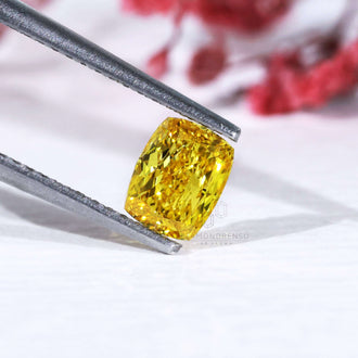 Buy loose elongated cushion yellow lab grown diamond.
