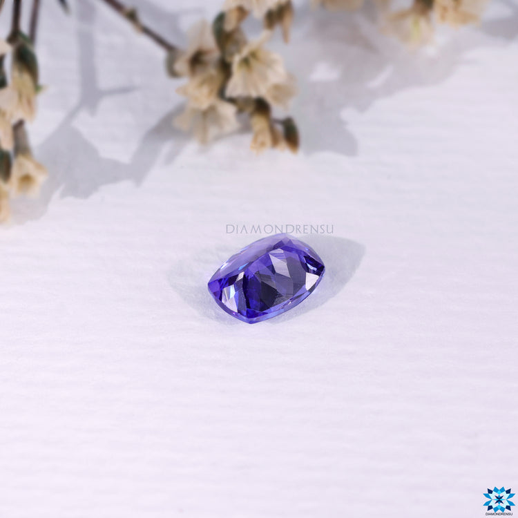 December gem stone in cushion cut tanzanite from natural tanzanite gems, ideal as a birthstone for December.
