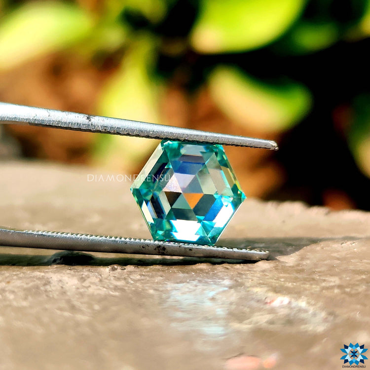 Hexagon stone shown as a single loose piece for custom jewelry.
