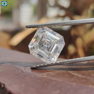 Asscher cut moissanite step cut moissanite stone.
