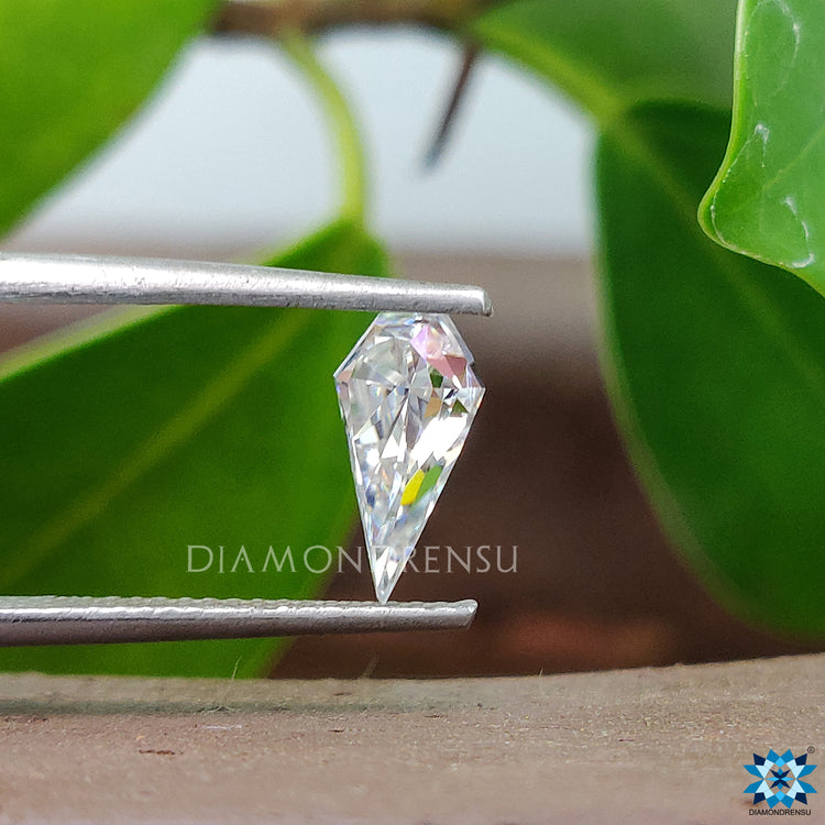 Loose Moissanite stone in Spear Cut used for designer earrings and jewelry sets.
