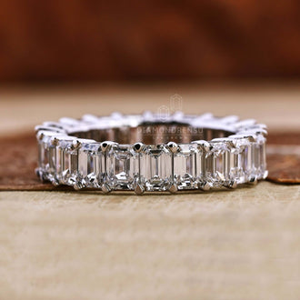 Emerald Cut Lab Grown Diamond Wedding Band, Diamond Eternity Band
