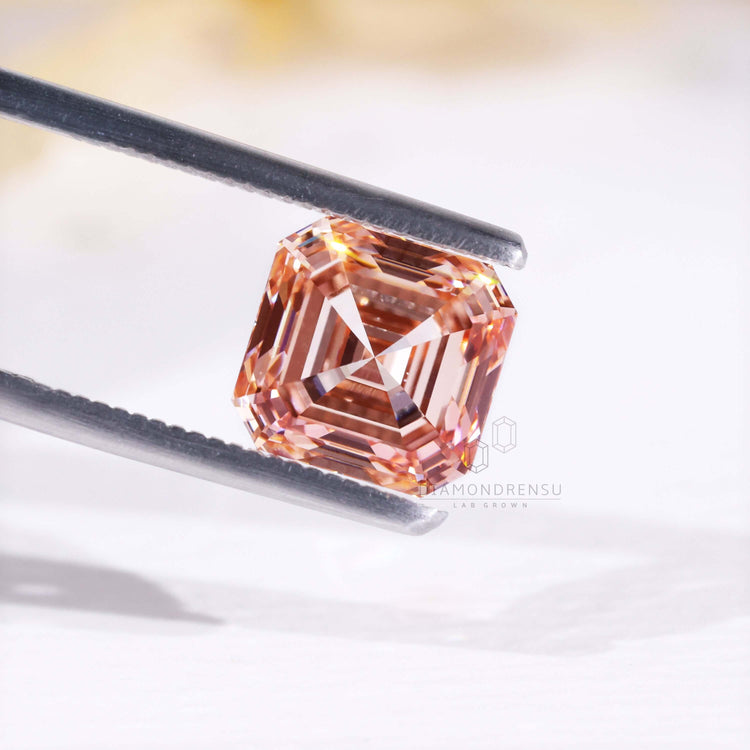 IGI certified loose Asscher cut pink diamond.
