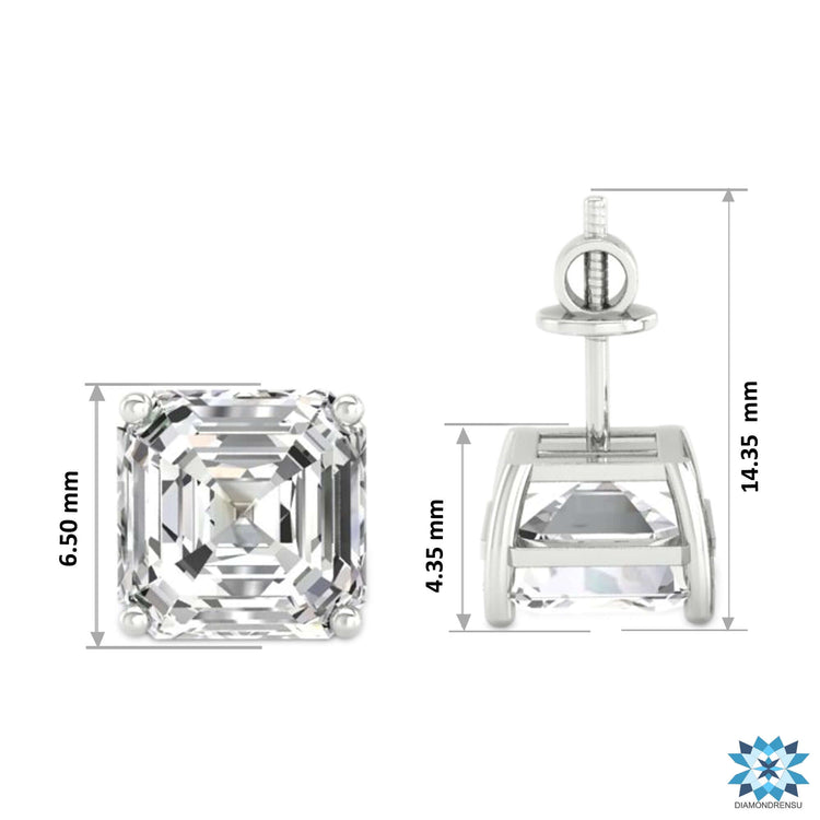 Dazzling diamond asscher cut earrings, featuring handmade jewelry craftsmanship.
