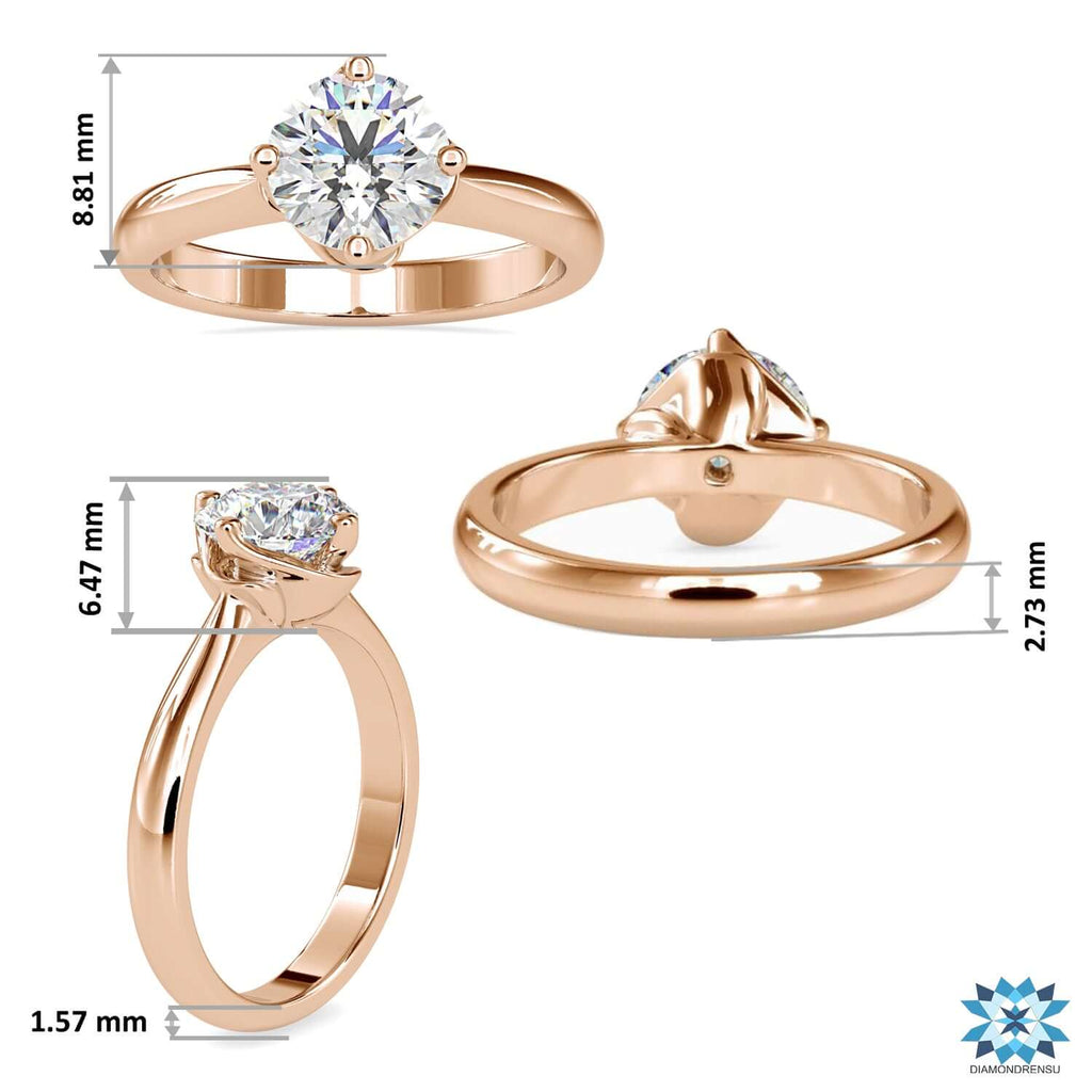 1.19 CT Round Cut Compass Prong Setting Solitaire Engagement Ring