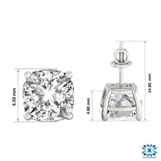 Cushion cut diamond earrings studs with a 4 prong earring design for added brilliance.
