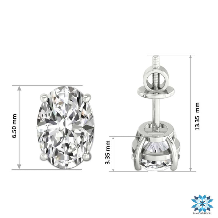 Sophisticated oval diamond stud earrings in a basket setting for secure and stylish wear.
