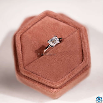 Emerald cut moissanite ring offering unmatched brilliance and elegance.
