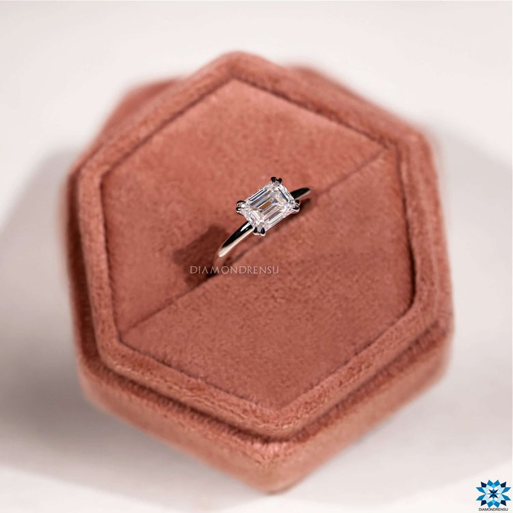 Emerald cut moissanite ring offering unmatched brilliance and elegance.

