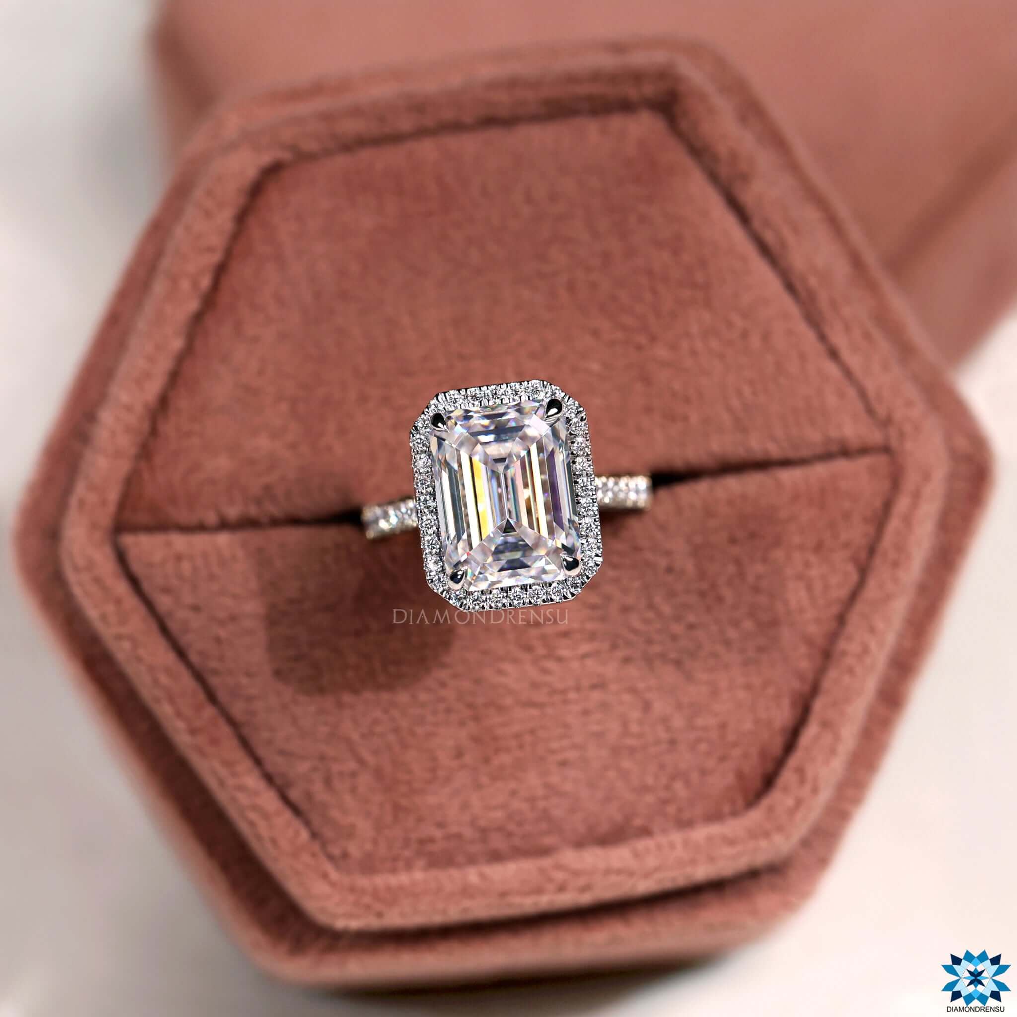 moissanite emerald cut engagement ring - diamondrensu