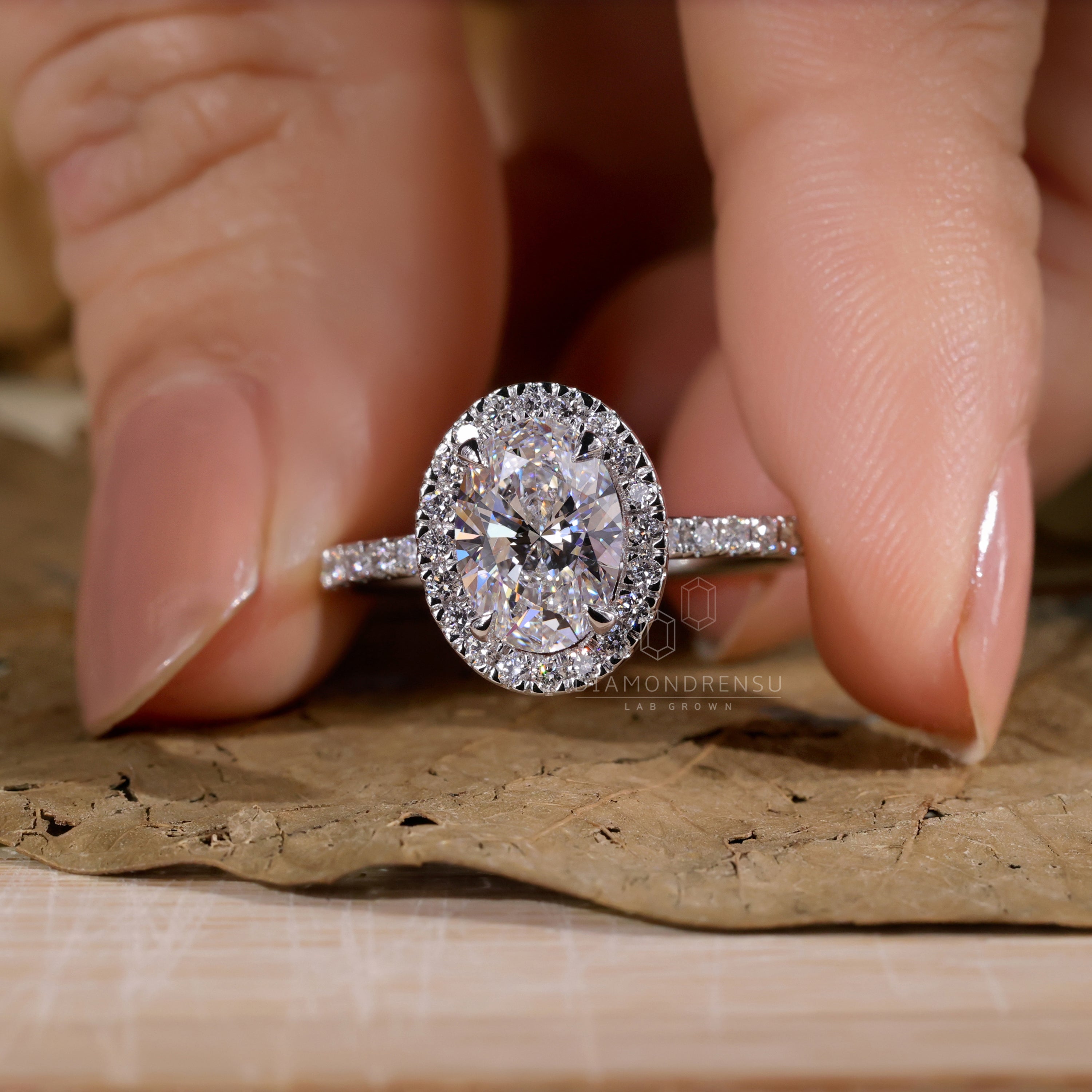 Round Diamond Halo Ring with Accents | Angara