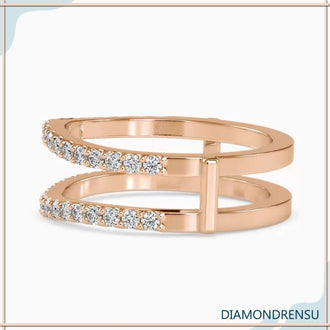 Half eternity diamond ring with unique wedding ring wrap design
