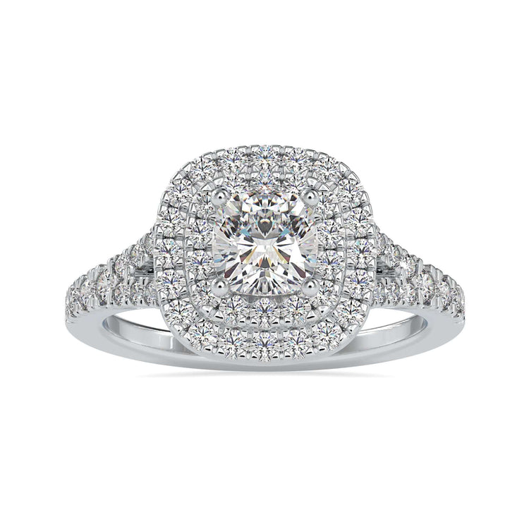 Pave engagement ring with a four prong ring setting, crafted by DiamondRensu for added brilliance.