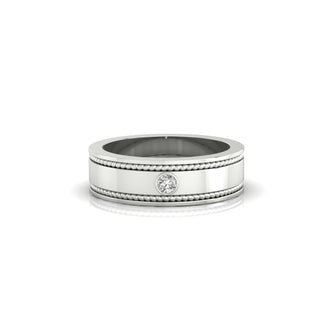 Round diamond band men’s wedding ring with polished finish.

