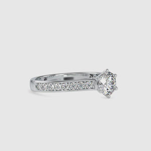 Round diamond engagement ring with cathedral setting, white gold