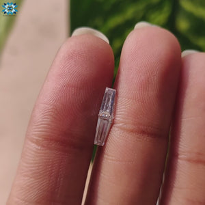 Tapered baguette moissanite pair, colorless and clean.