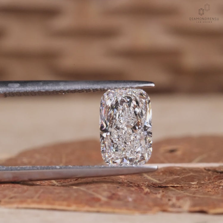 Buy this loose diamond with an elongated cushion shape and IGI certification.
