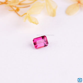Step cut pink emerald gemstone birthstone of October.
