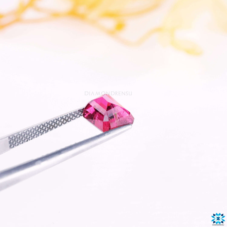 Natural pink tourmaline in emerald cut shape.
